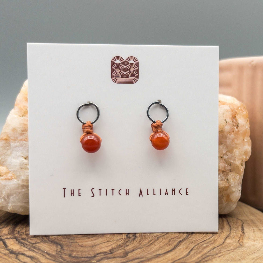Circle Post - Oxidized Sterling Silver / Carnelian