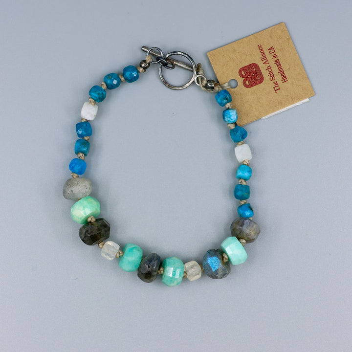 handmade amazonite labradorite apatite and moonstone beaded bracelet