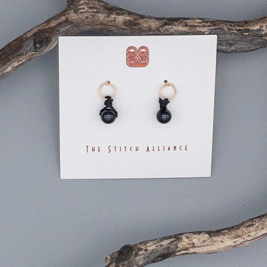 black spinel earrings 14k gold fill