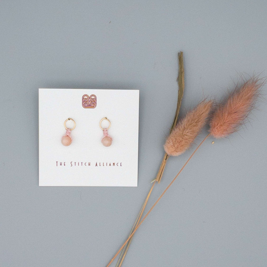 14k gold-filled post earrings with pink opal bead