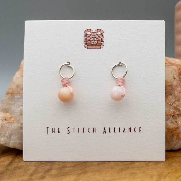 Handmade Pink opal Sterling Silver post style earring