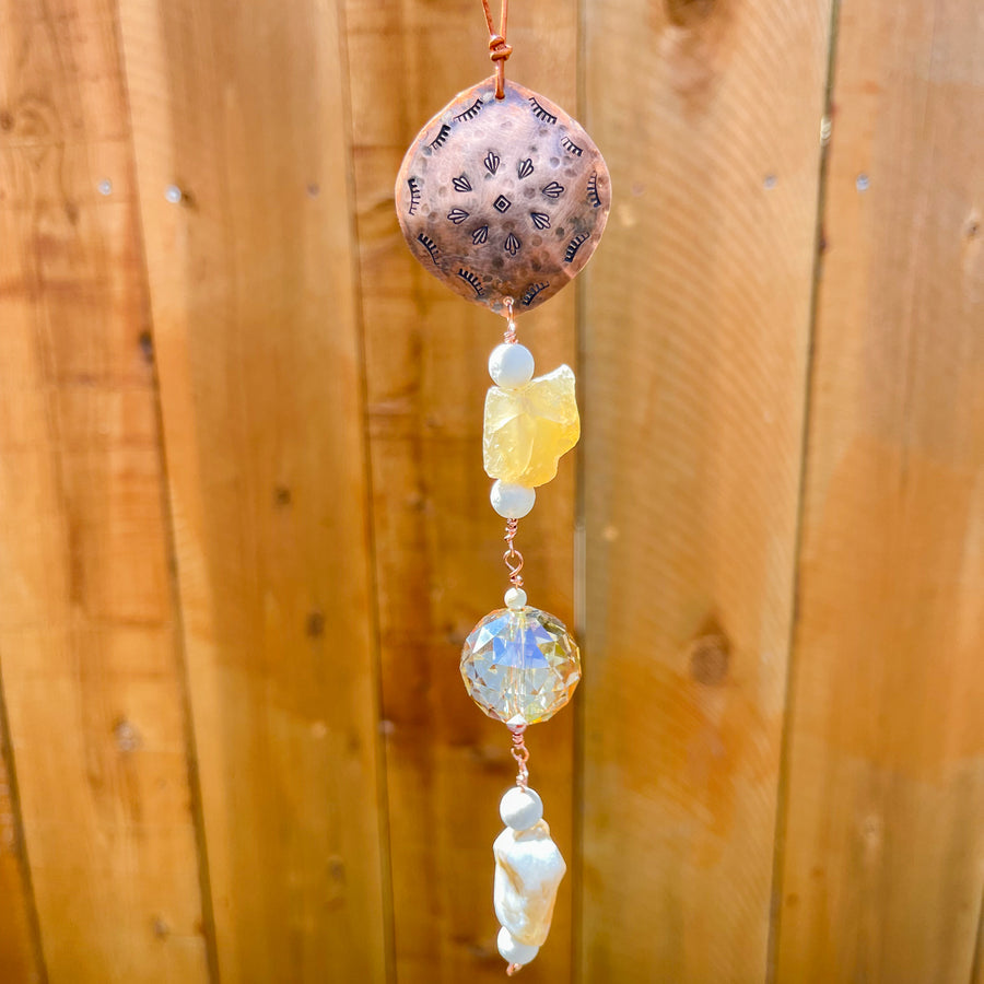 handmade copper and agate sun catcher
