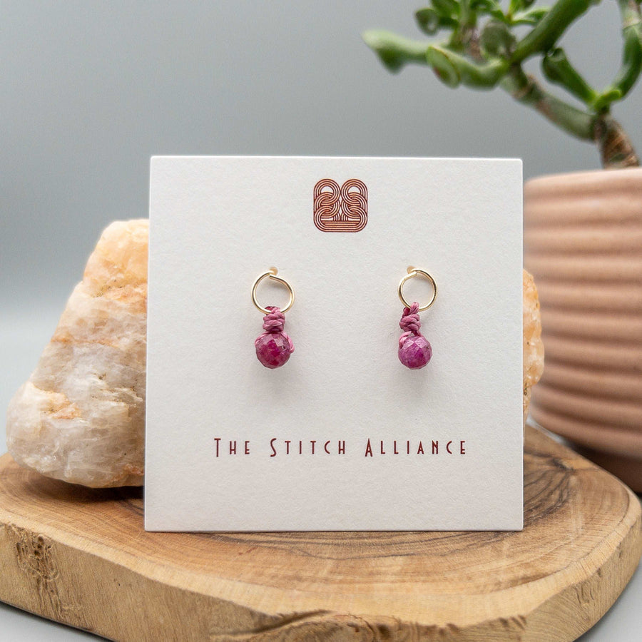 ruby post earrings 14k gold filled