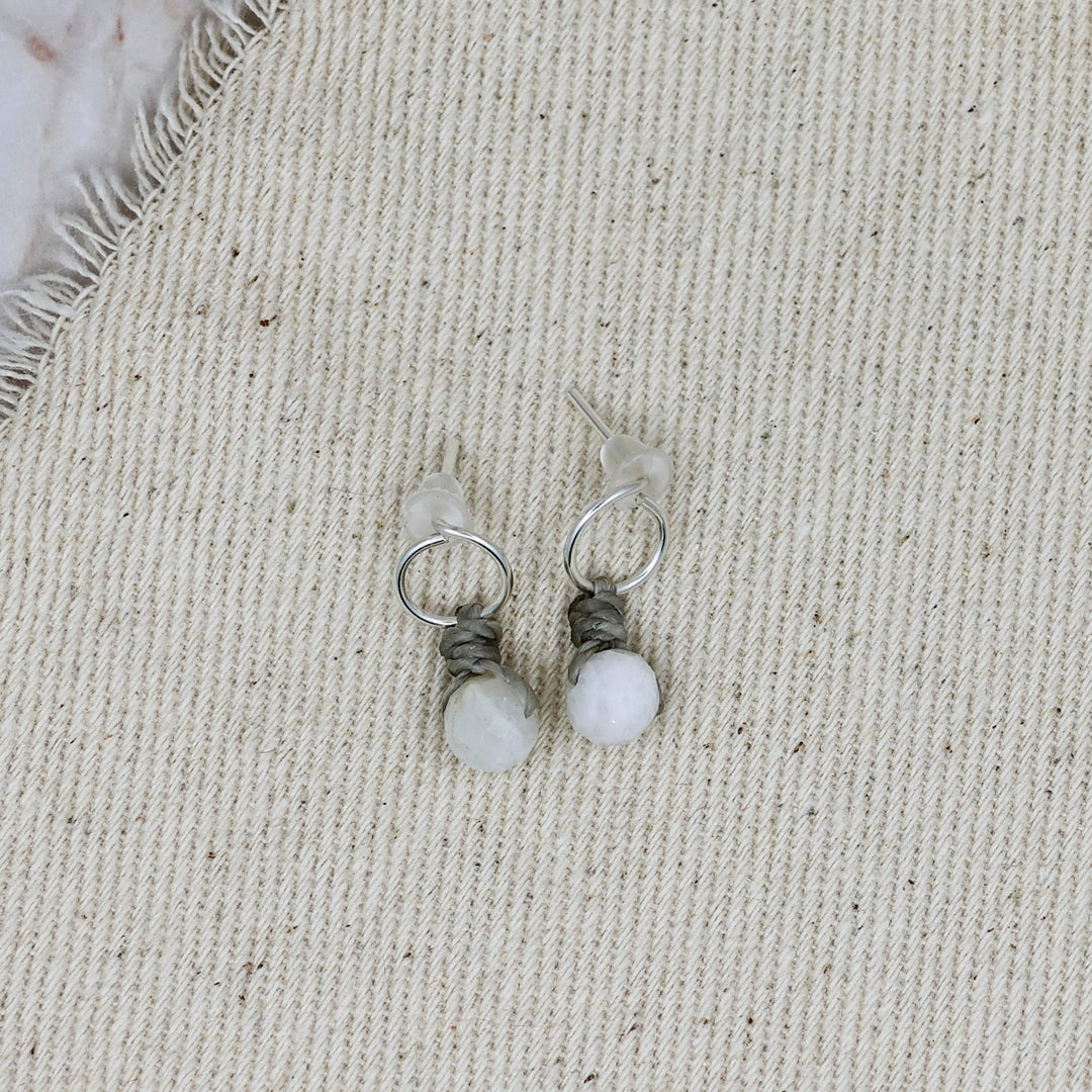 handmade sterling silver moonstone stud earrings