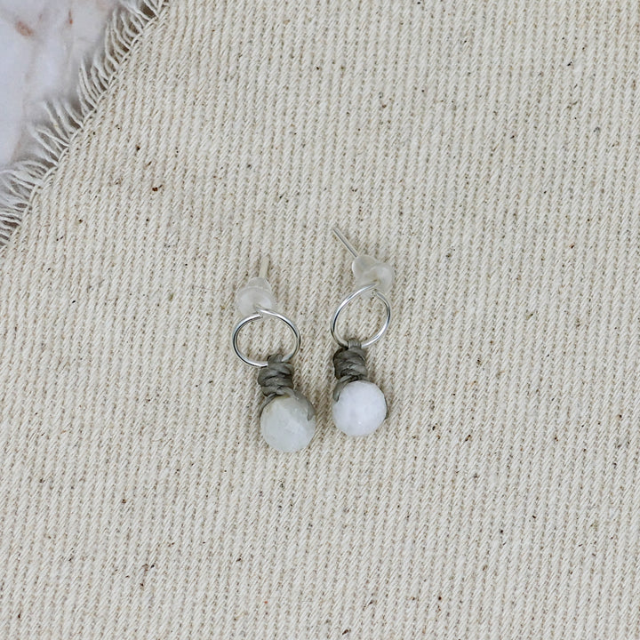 handmade sterling silver moonstone stud earrings