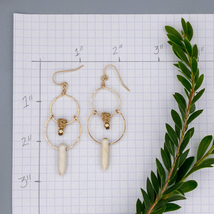 14K Gold Filled Double Hoop Earring / White Howlite