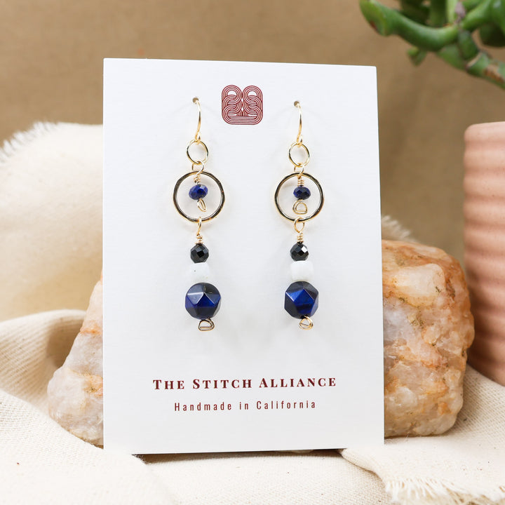 Fernanda Earrings / Blue Tiger's Eye / 14K Gold Fill