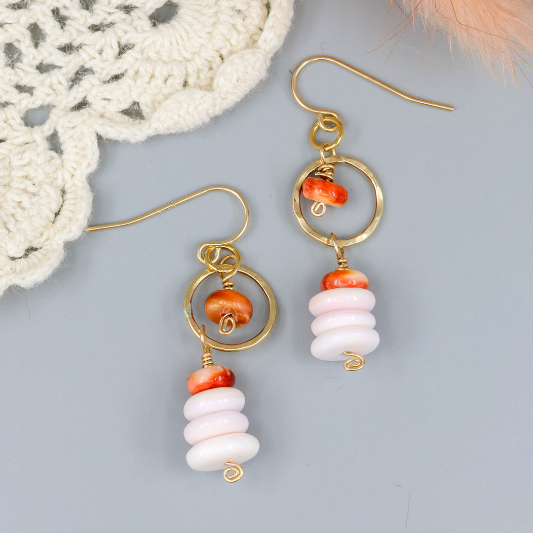 queen conch and spiny oyster gold fill earrings