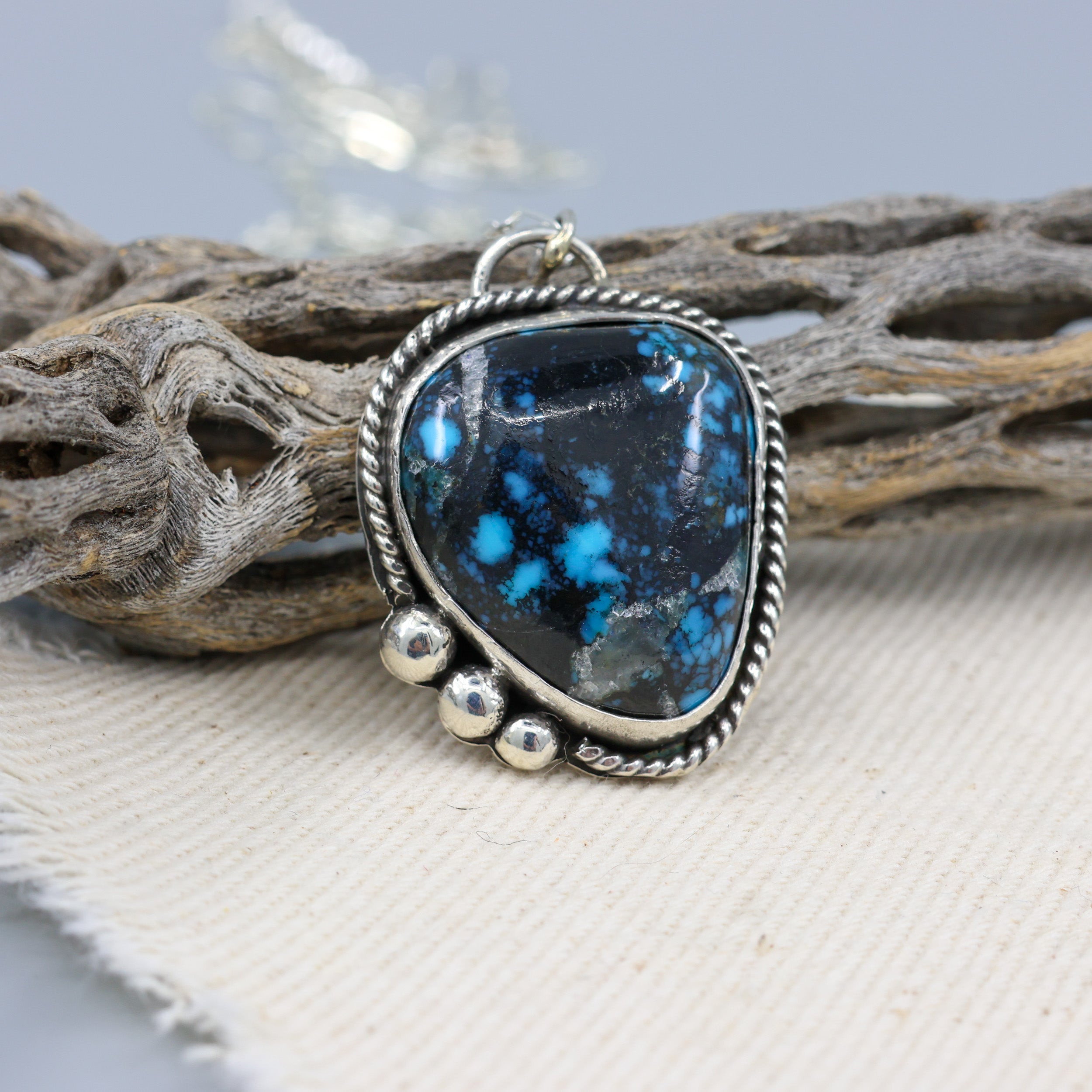 Hubei Turquoise Sterling Silver Pendant Necklace - OOAK | The