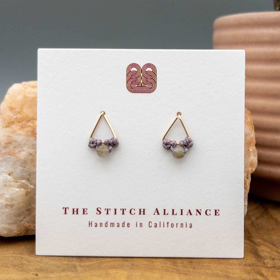 labradorite triangle gold filled earring