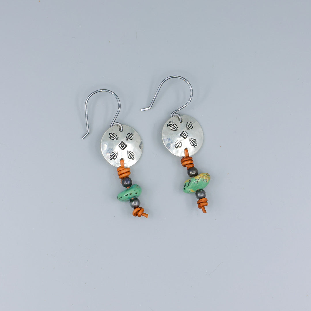 turquoise and stamped sterling silver earrings