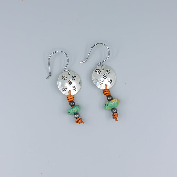 turquoise and stamped sterling silver earrings