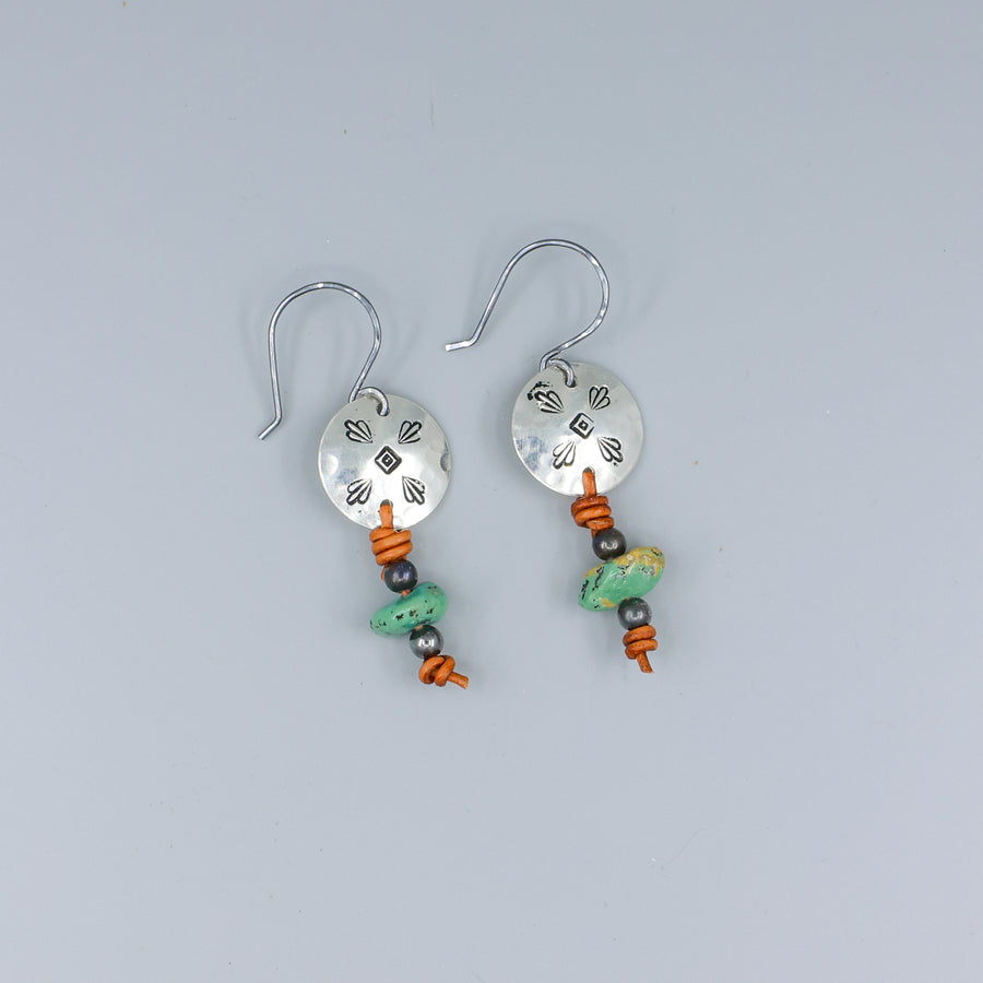 turquoise and stamped sterling silver earrings