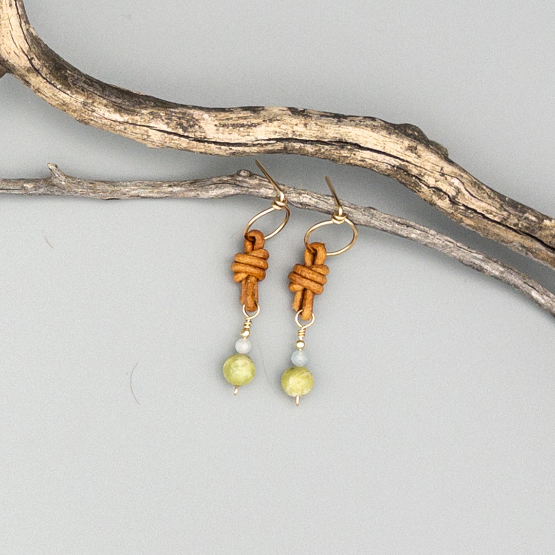 Peridot & Aquamarine Drop Earrings / 14k Gold Fill