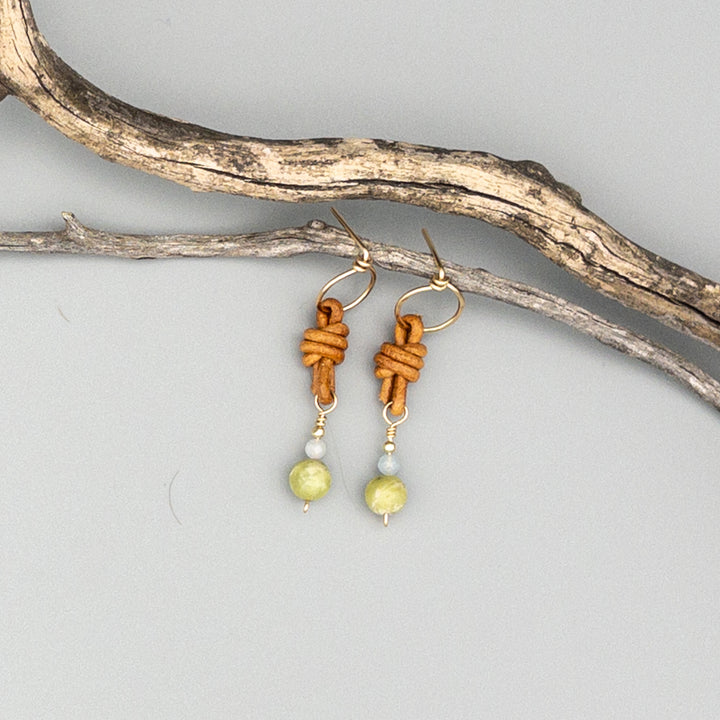 Peridot & Aquamarine Drop Earrings / 14k Gold Fill