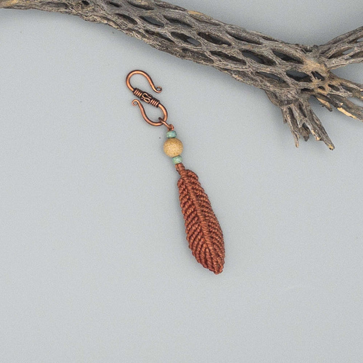 Macrame Feather Diffuser Clip terracotta