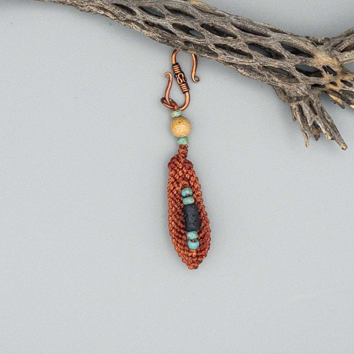 Macrame Feather Diffuser Clip terracotta back
