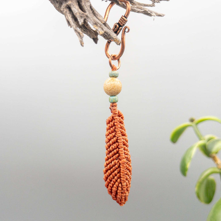 Macrame Feather Diffuser Clip terracotta