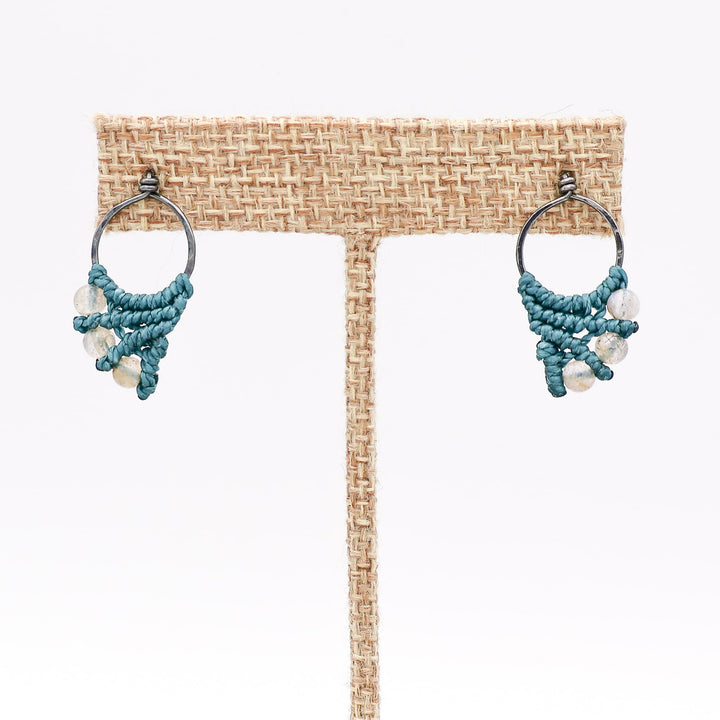 mermaid tail macrame earrings with labradorite beads oxidized sterling silver
