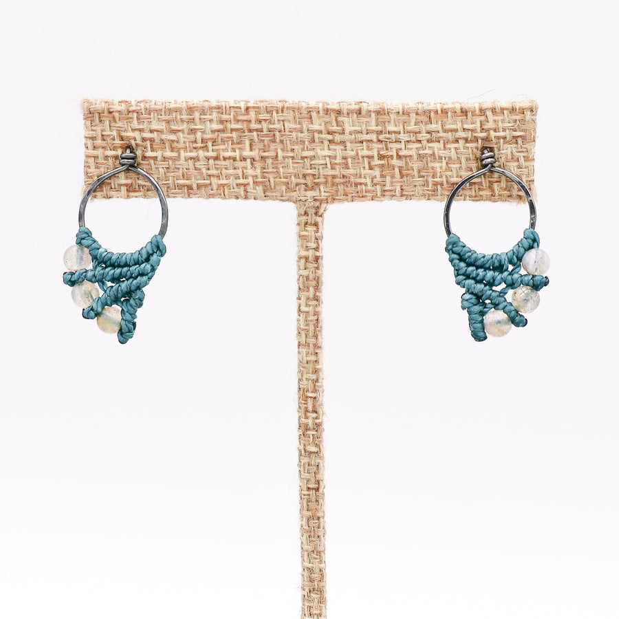 mermaid tail macrame earrings with labradorite beads oxidized sterling silver