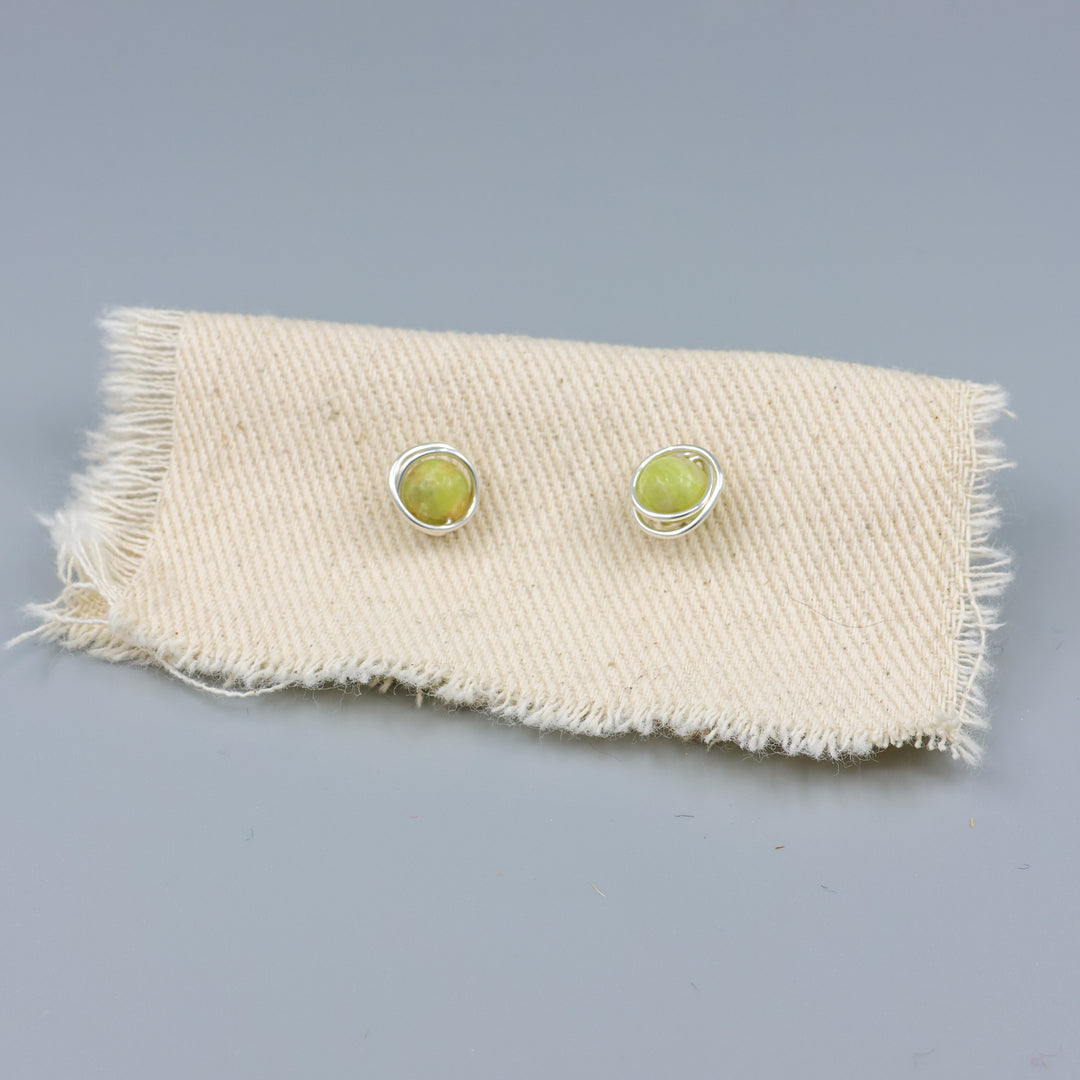 handmade Sterling silver peridot stud earrings