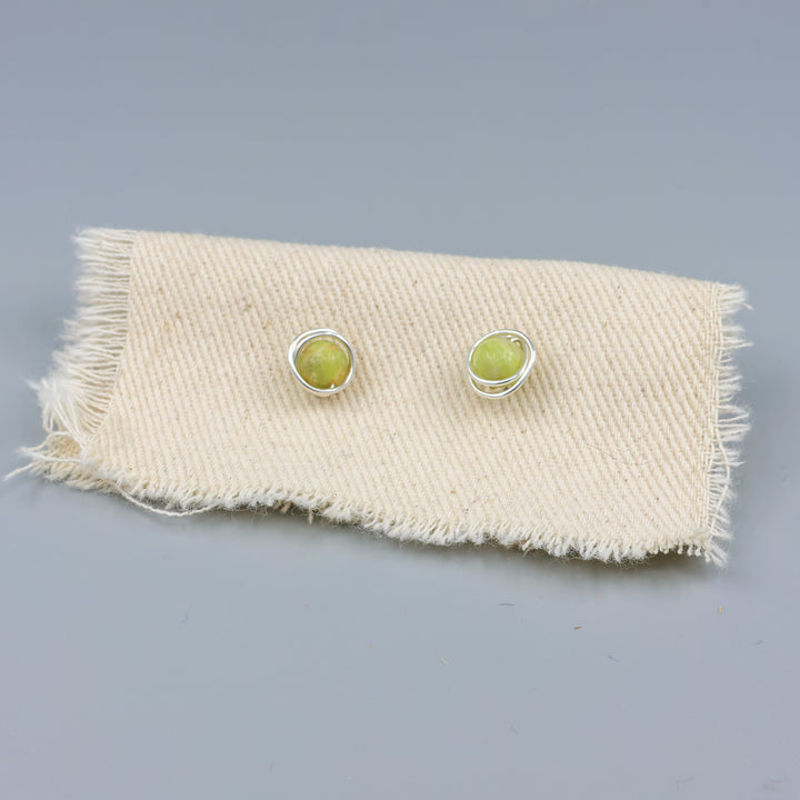 handmade Sterling silver peridot stud earrings