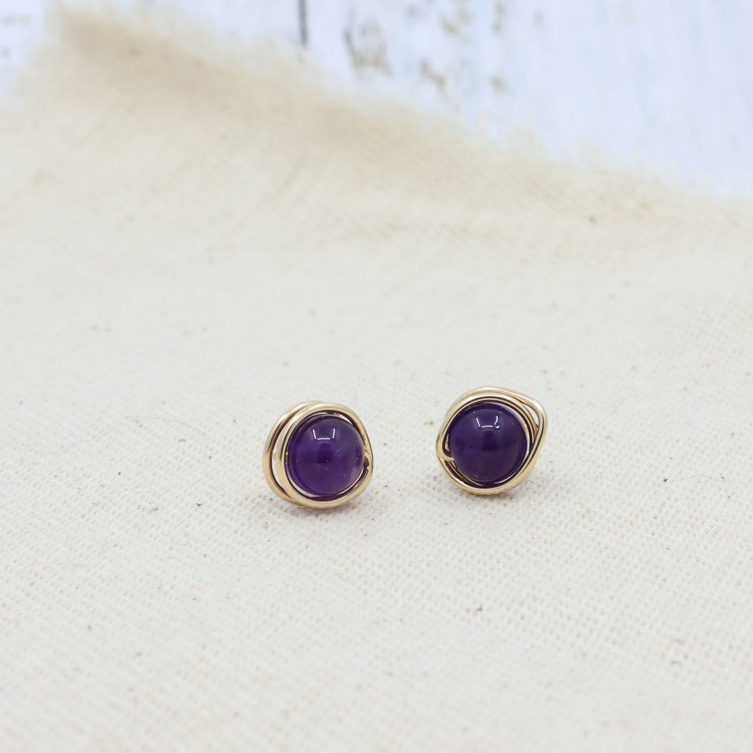 handmade amethyst and gold filled stud earrings