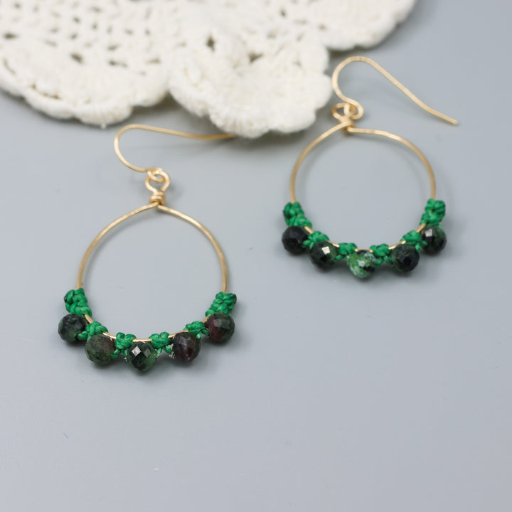 Ruby in Zoisite Hoop Earrings / 14k Gold Fill / Oval