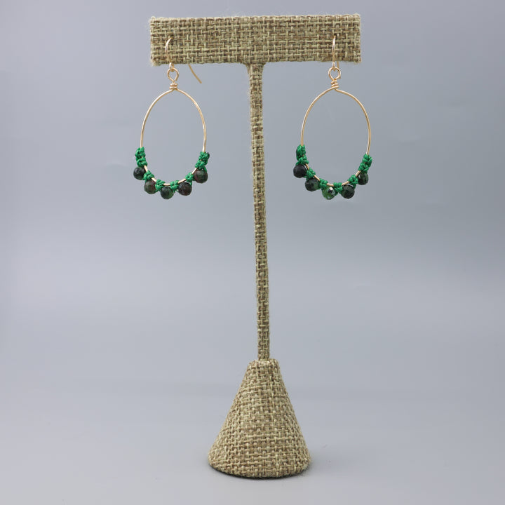 Ruby in Zoisite Hoop Earrings / 14k Gold Fill / Oval