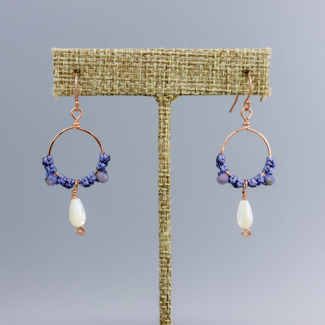 Rose gold and mother of pearl hoop earrings