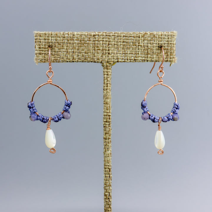 Rose gold and mother of pearl hoop earrings