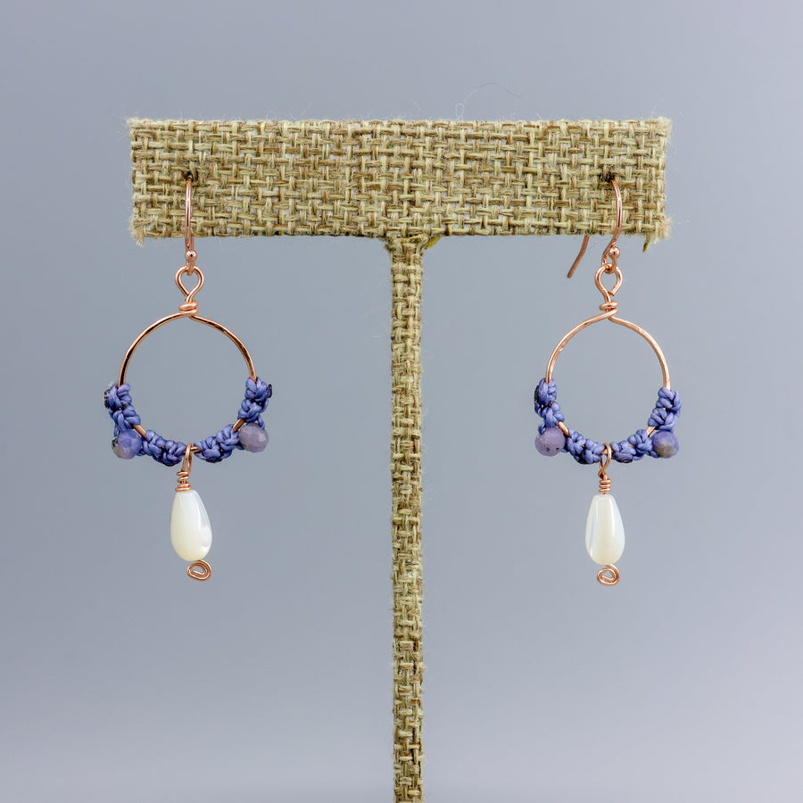 Rose gold and mother of pearl hoop earrings