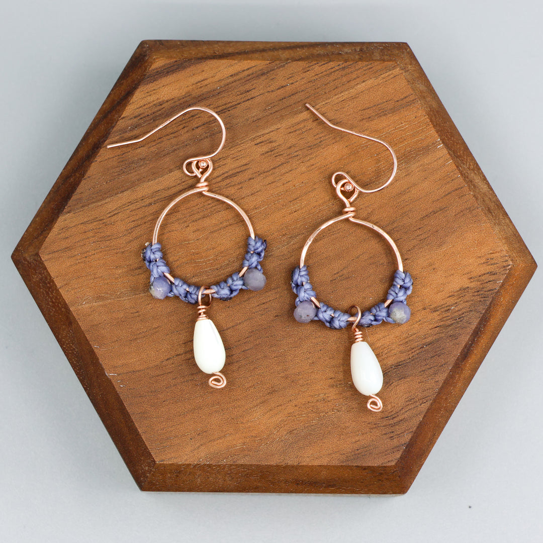 mother of pearl Rose gold hoop earrings
