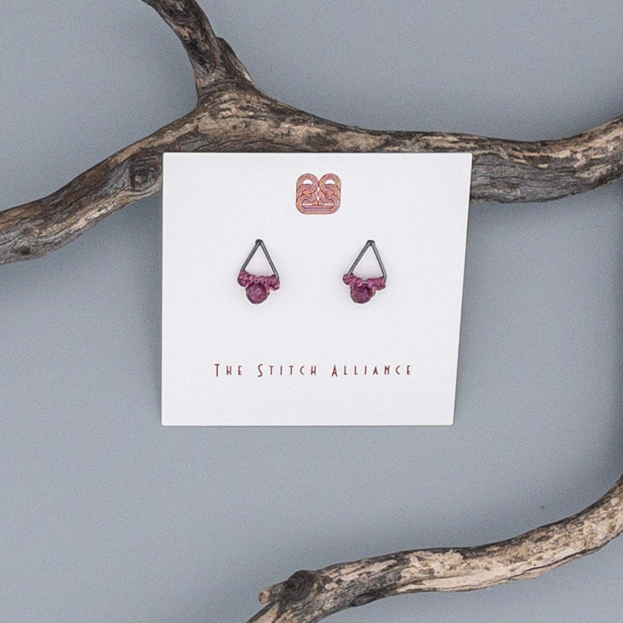 ruby earrings oxidized sterling silver
