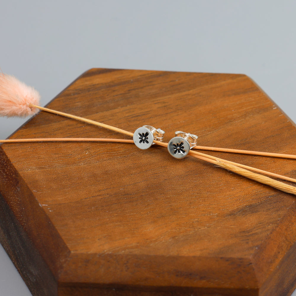 starburst silver stamped minimalist earrings