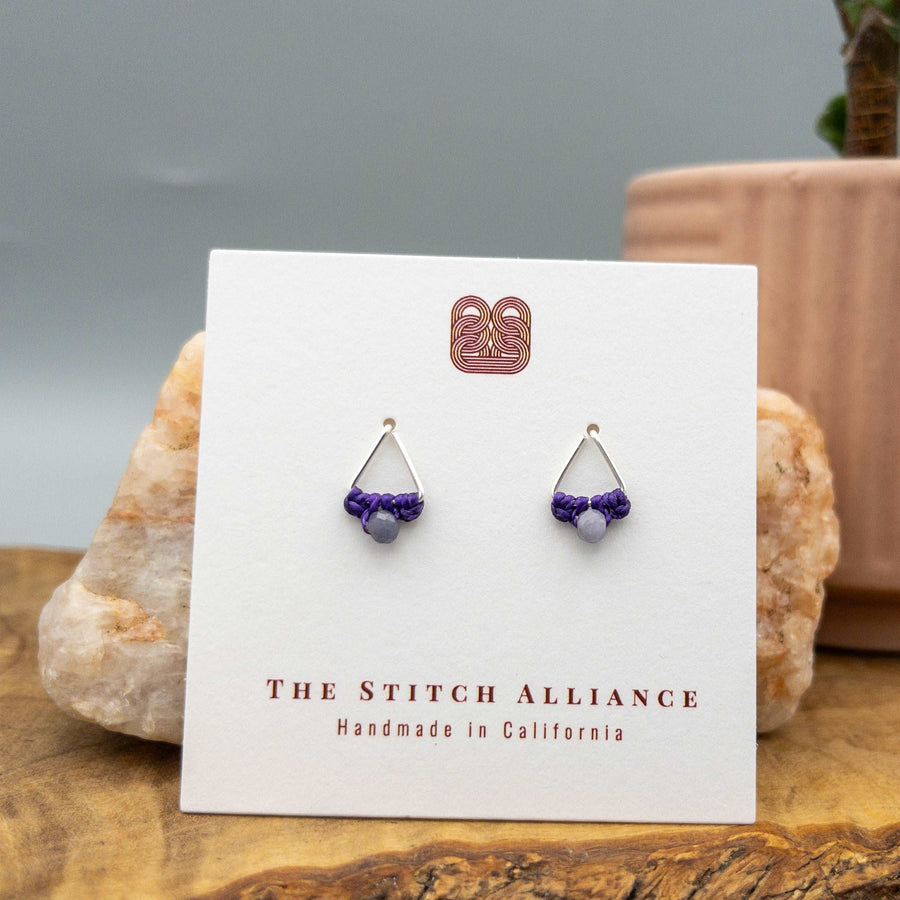 tanzanite sterling silver triangle earrings