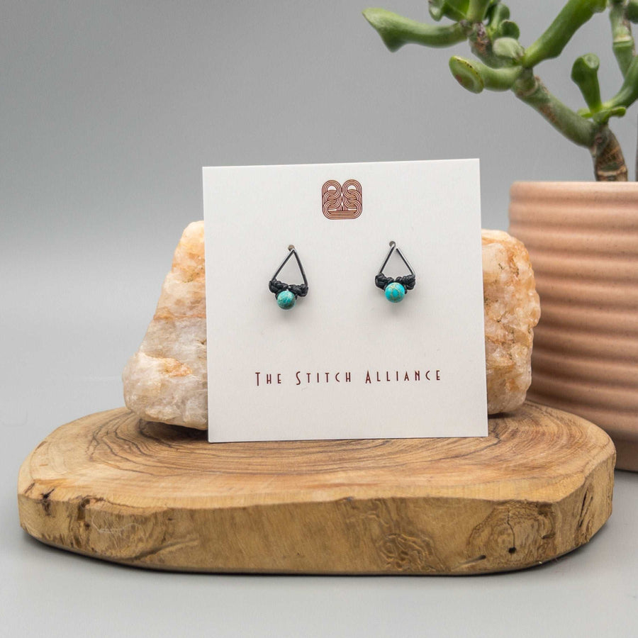 Triangle Post - Oxidized Sterling Silver / Sea Sediment Jasper