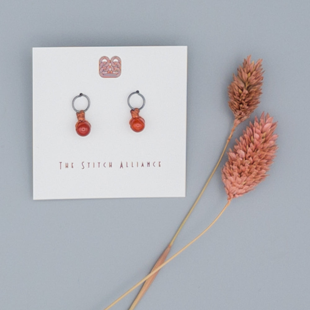 oxidized sterling silver and carnelian earrings