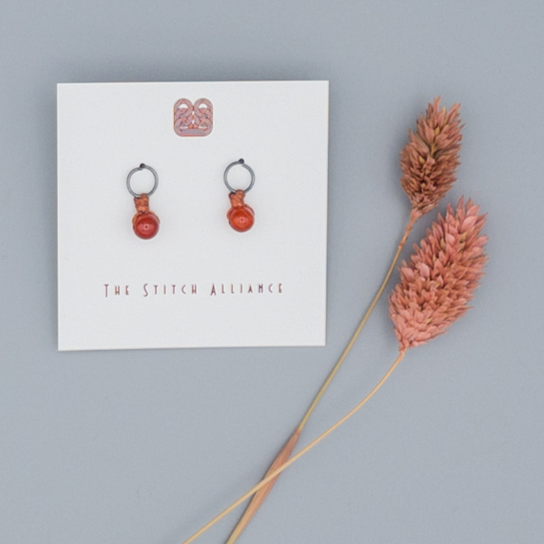 oxidized sterling silver and carnelian earrings