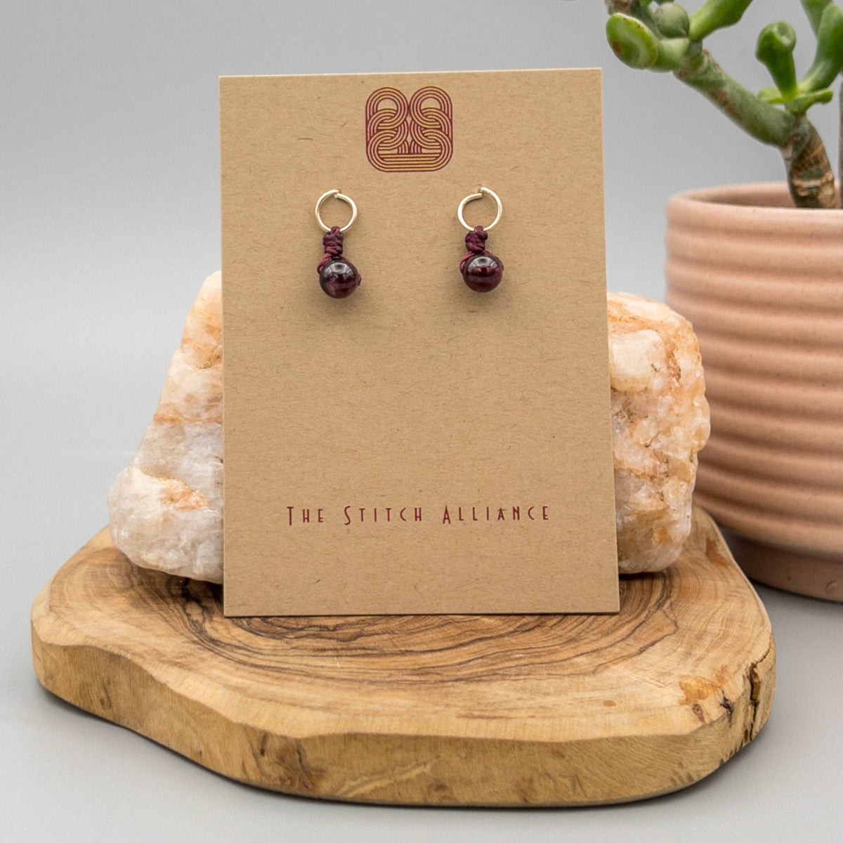 Circle Post - 14k Gold Fill / Garnet