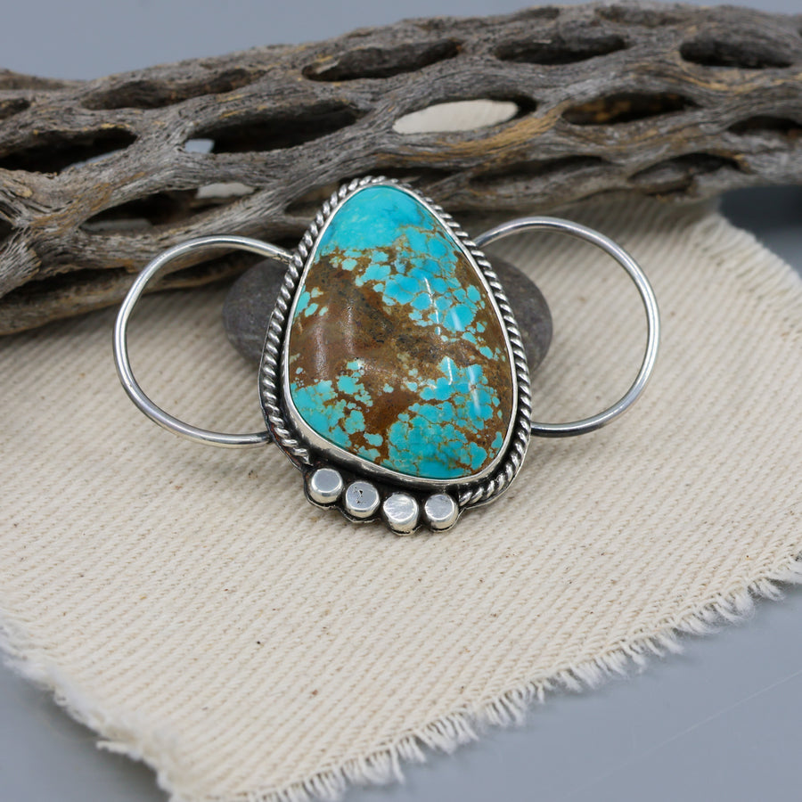 number 8 turquoise twilly slide sterling silver one of a kind made in california