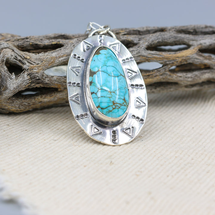 number 8 turquoise pendant necklace one of a kind handmade in california