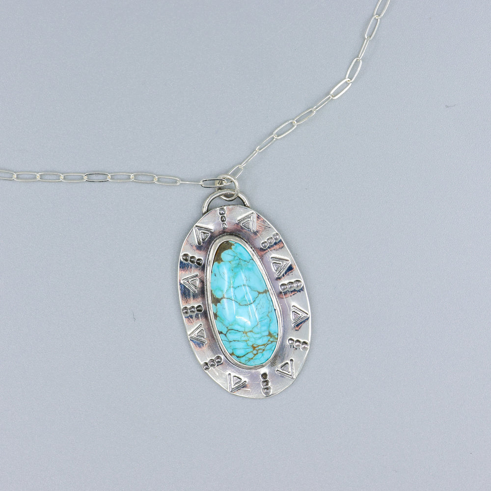 number 8 turquoise pendant necklace one of a kind artisan made in california