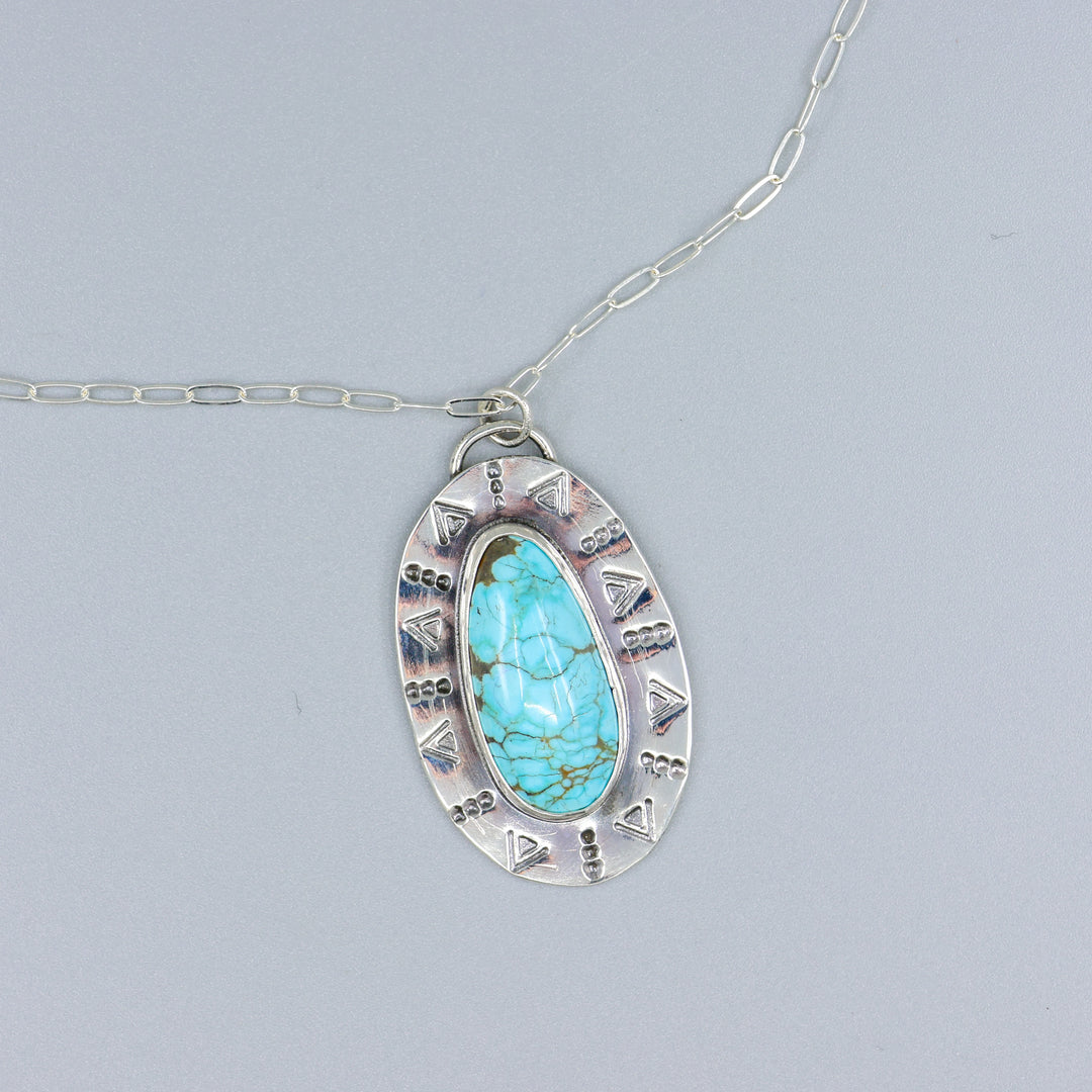 number 8 turquoise pendant necklace one of a kind artisan made in california