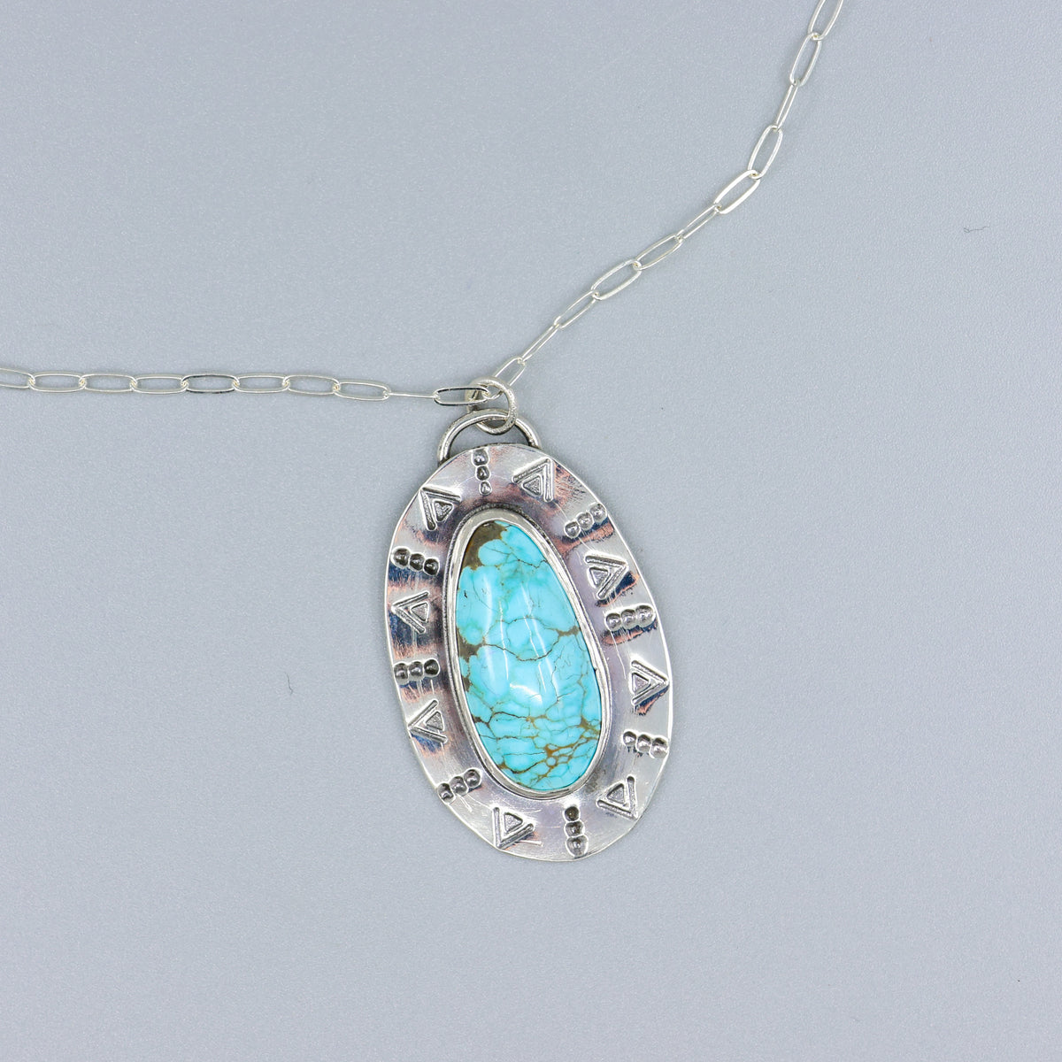 number 8 turquoise pendant necklace one of a kind artisan made in california