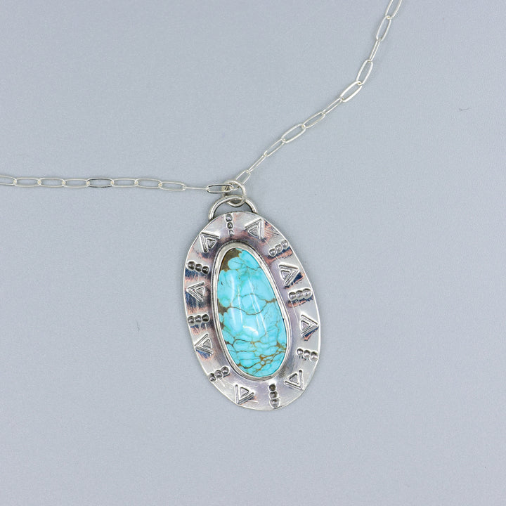 number 8 turquoise pendant necklace one of a kind artisan made in california