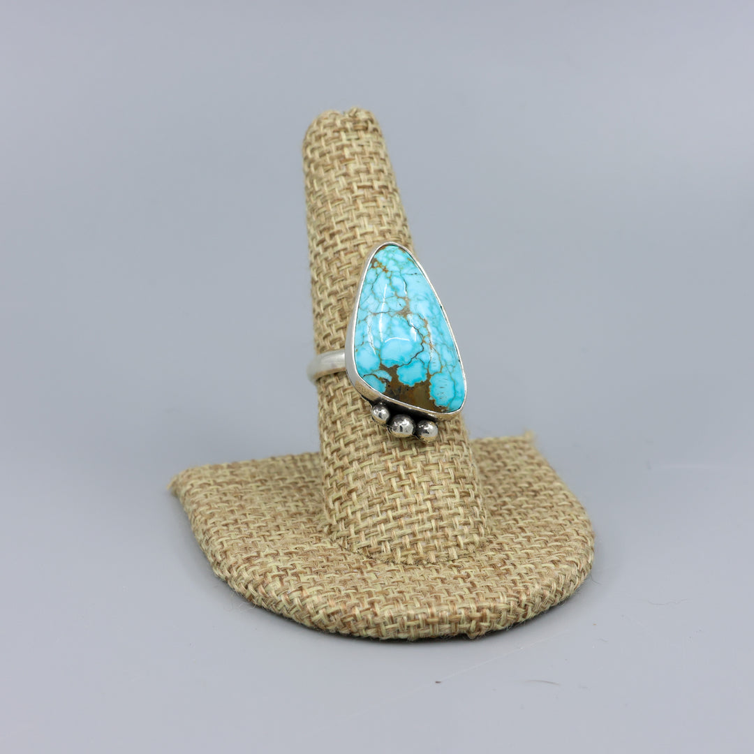 #8 turquoise and sterling silver statement ring handmade one of a kind piece