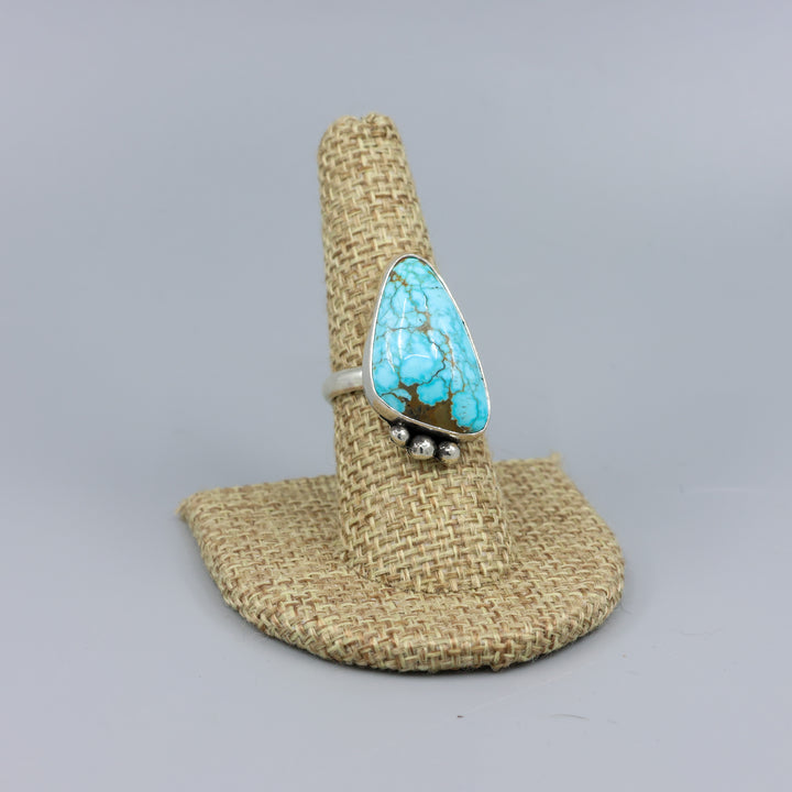 #8 turquoise and sterling silver statement ring handmade one of a kind piece