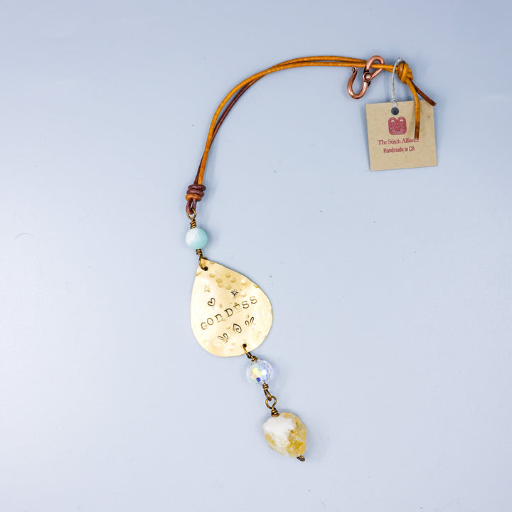 Goddess Suncatcher, Brass, Citrine, Amazonite
