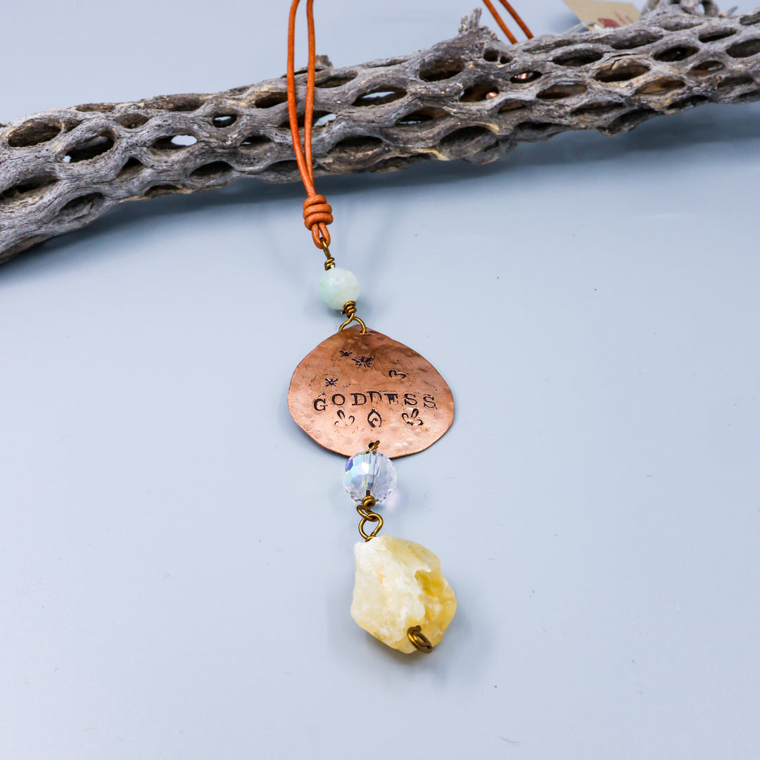 Goddess Suncatcher, Copper, Citrine, Amazonite